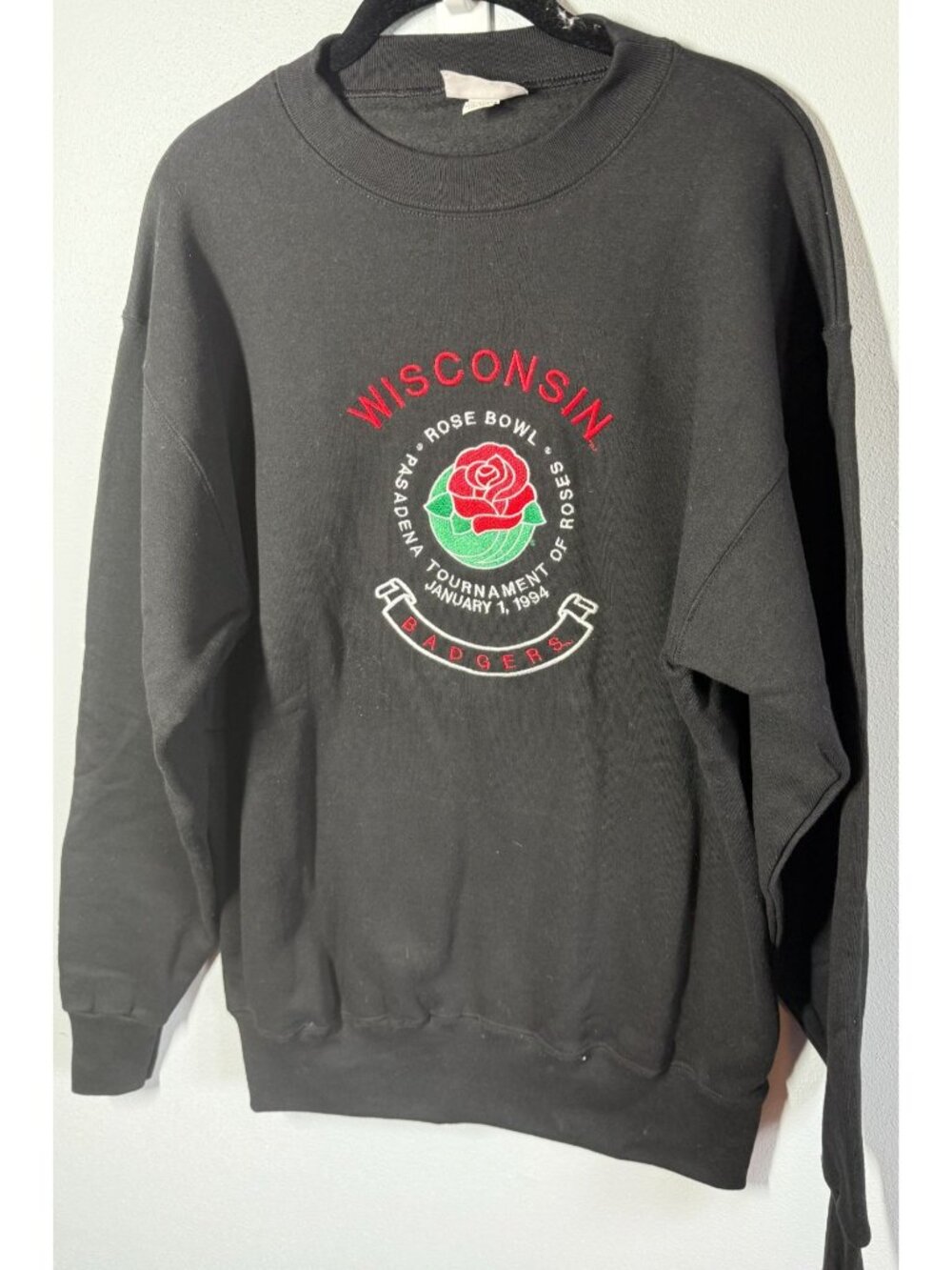 Vintage Wisconsin Badgers Rose Bowl 1994 Sweatshirt Black Crewneck Large Retro
